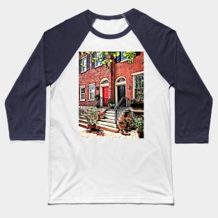 Philadelphia PA - Townhouse With Red Geraniums Baseball T-Shirt